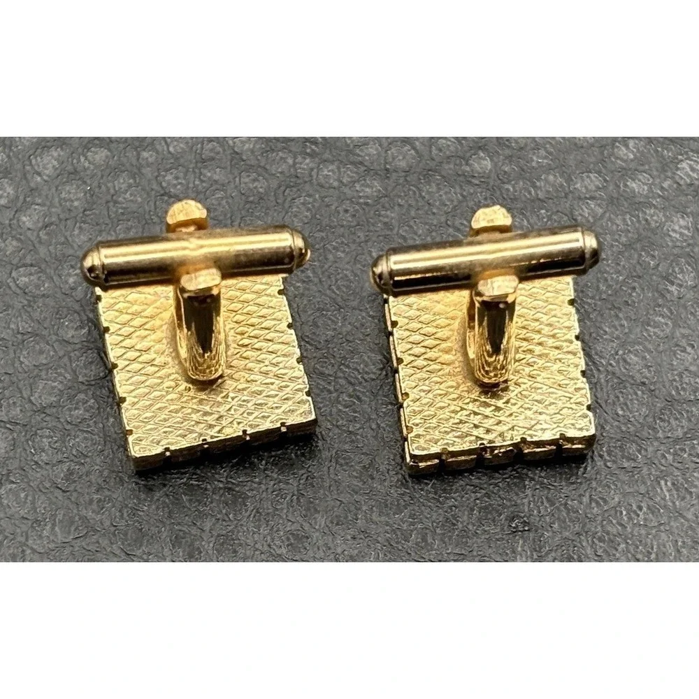Vintage Roman Soldier Intaglio Style Gold Tone Cufflinks